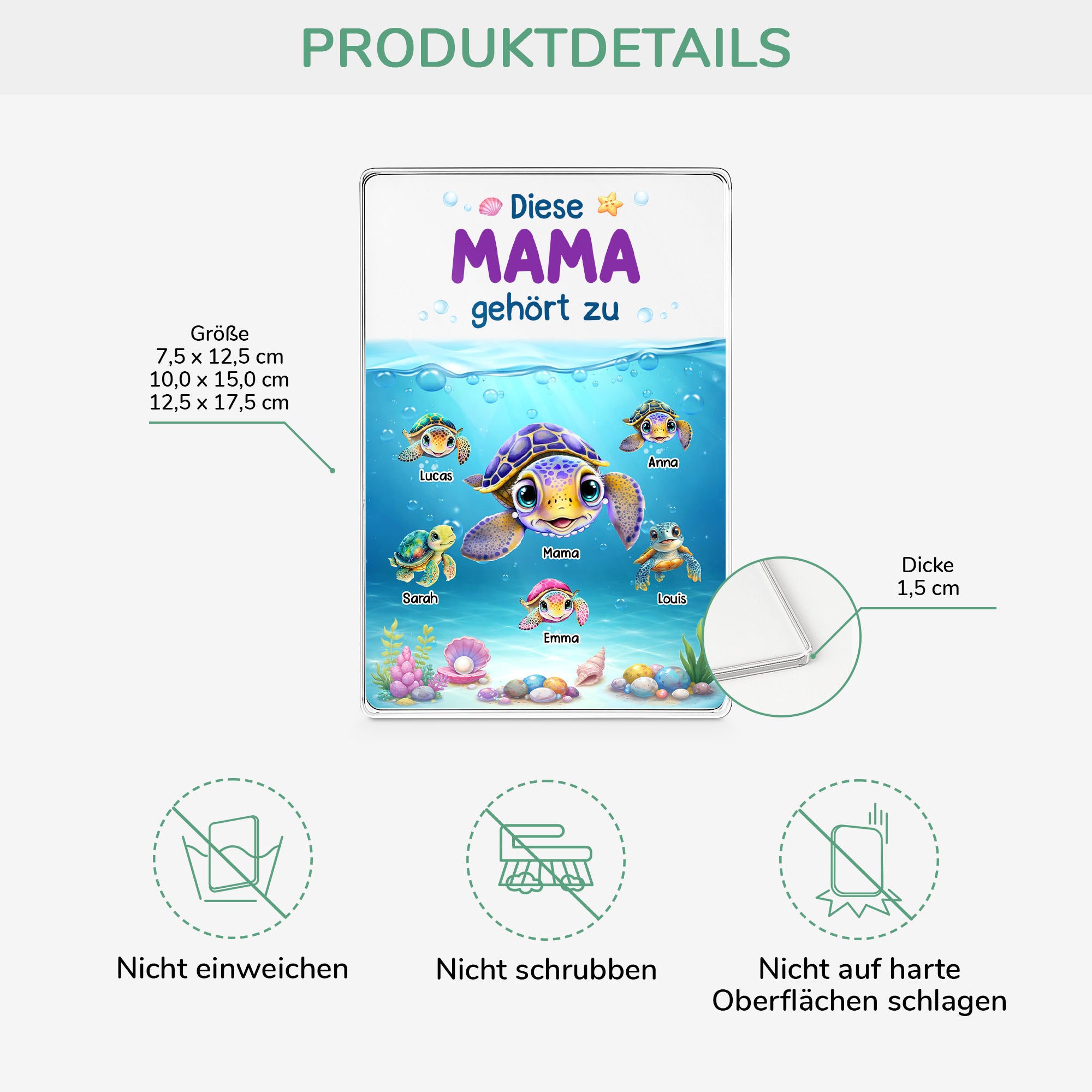 7837RGE1 diese mama gehort zu personalisiertes geschenk  rechteck acryl aufsteller mamapapa schildkroten 7837r6vwa_3