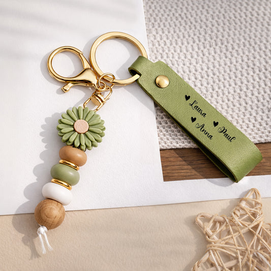 7854MGE2 namen personalisiertes geschenk  daisy schlusselanhanger perlen frau  mann 7854mj3pna