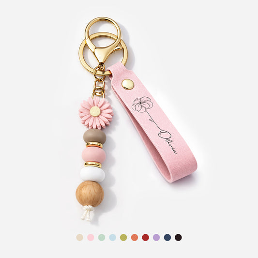 7856MGE1 name  blume personalisierte geschenke fur frauen  daisy schlusselanhanger perlen mit gravur 7856mj8v5a_2