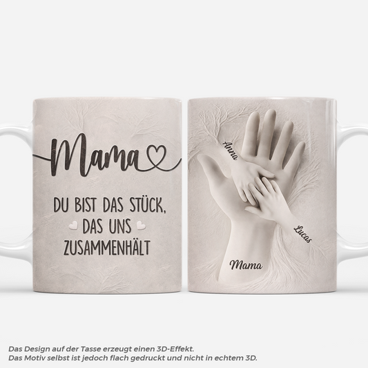 7873MGE1 3d druck effekt du bist das stuck das uns zusammenhalt personalisiertes geschenk  mama  papa tasse 7873mtfza