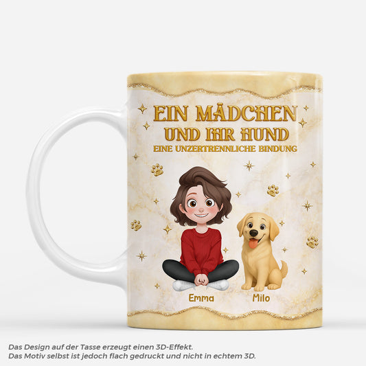7879MGE1 3d druck effekt ein madchen  ihr hund personalisierte hunde geschenke  tasse gold optik 7879mcpzc