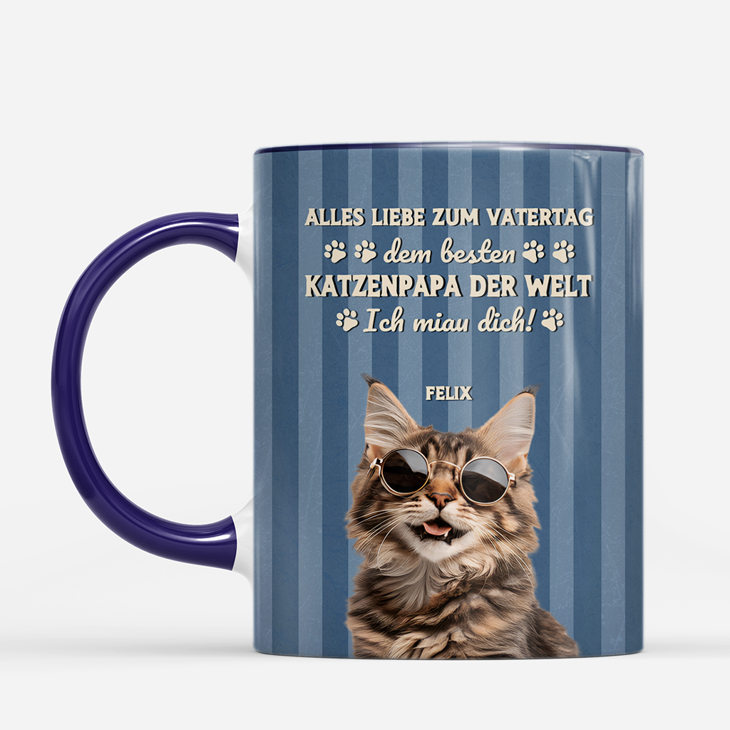 7882MGE2 3d druck effekt happy muttertagvatertag personalisierte geschenke katze  tasse foto streifen  7882m