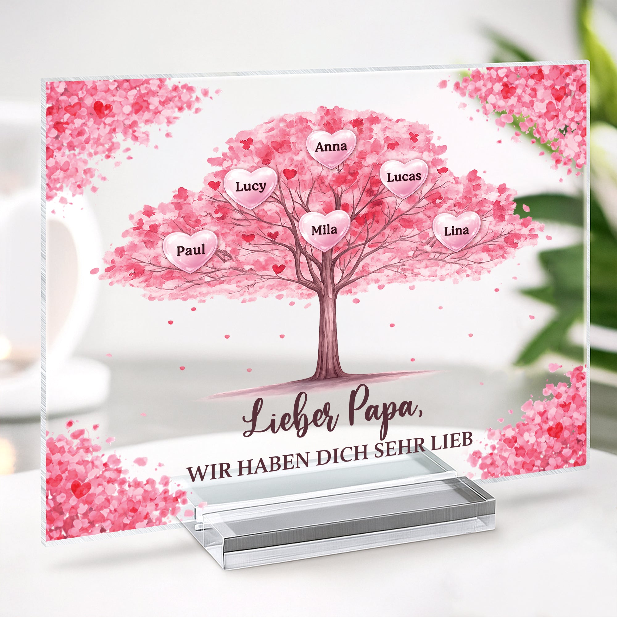 7889RGE2 ich habe dich sehr lieb personalisiertes geschenk  acryl aufsteller mit stander mamapapa 7889rtpca