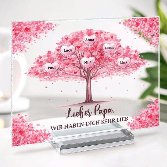 7889RGE2 ich habe dich sehr lieb personalisiertes geschenk  acryl aufsteller mit stander mamapapa 7889rtpca