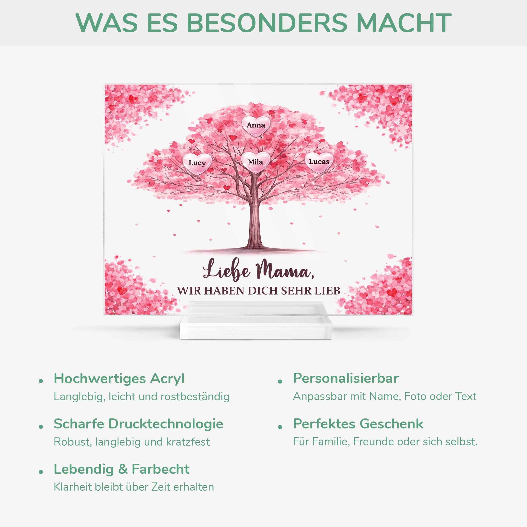 7889RGE5 ich habe dich sehr lieb personalisiertes geschenk  acryl aufsteller mit stander mamapapa 7889rtpca