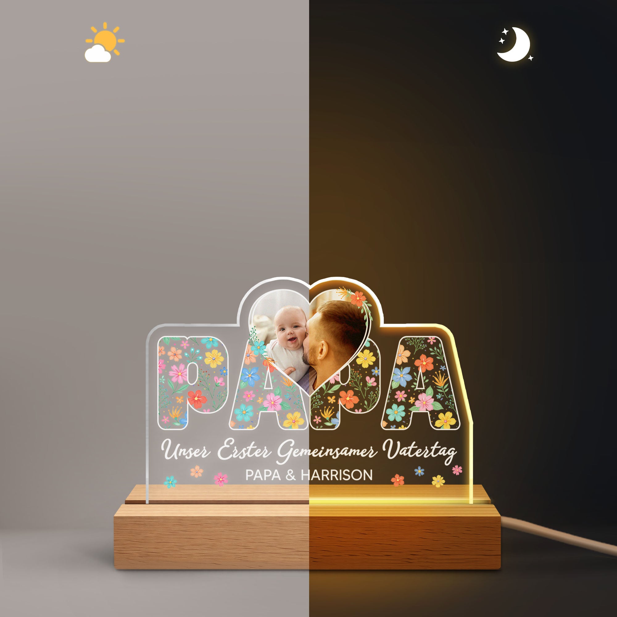 7890LGE2 unser erster gemeinsamer muttertagvatertag personalisierte geschenke foto  nachtlicht_ papamama 7890ltvwa