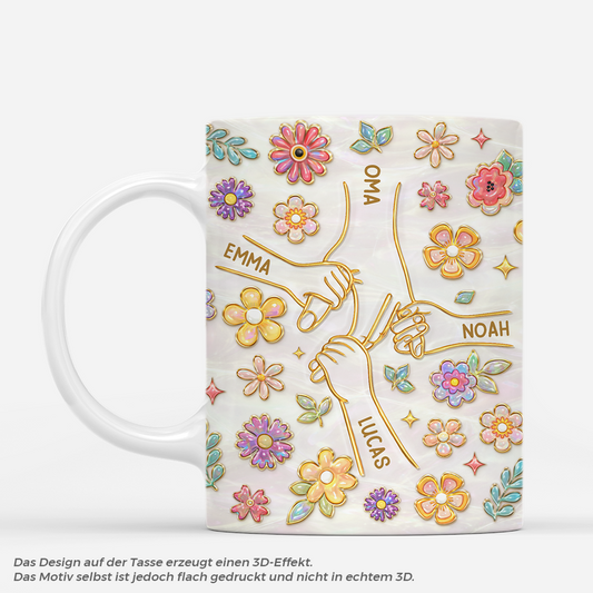 7892MGE1 3d druck effekt hand in hand personalisiertes geschenk  oma  mama tasse gold optik 7892msfza