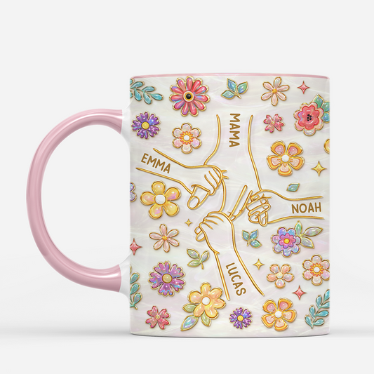 7892MGE2 3d druck effekt hand in hand personalisiertes geschenk  oma  mama tasse gold optik 7892msfza