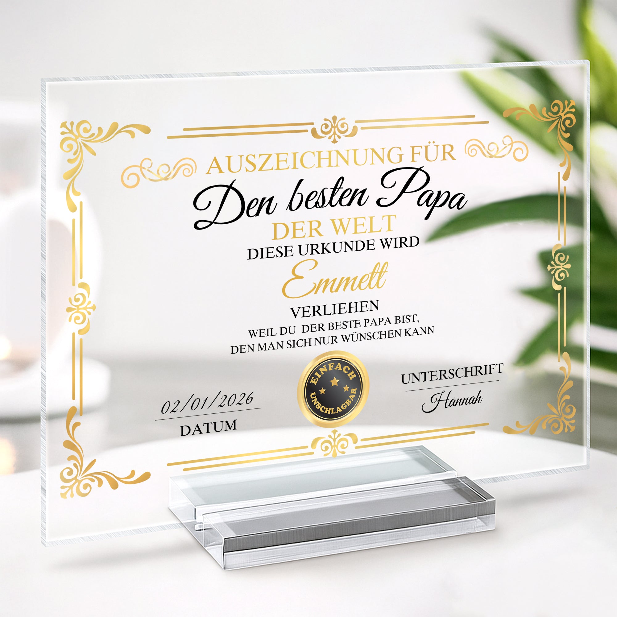 7894RGE2 auszeichnung fur die beste mama der welt personalisiertes geschenk  acryl aufsteller mit stander omamama 7894rcpaa