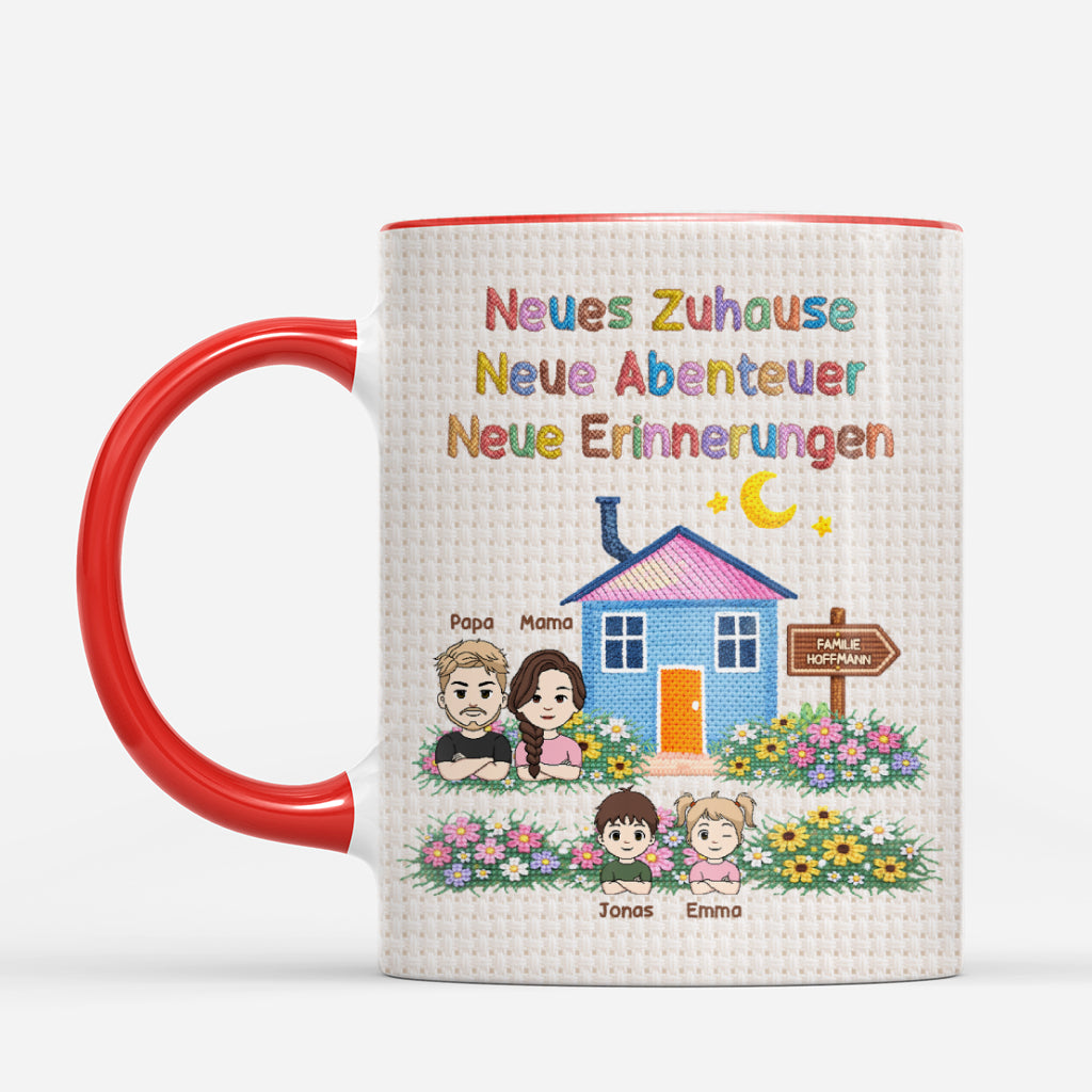 7918MGE2 3d druck effekt neues zuhause neue abenteuer neue erinnerungen personalisierte geschenke familie  mamapapa tasse 7918msyni