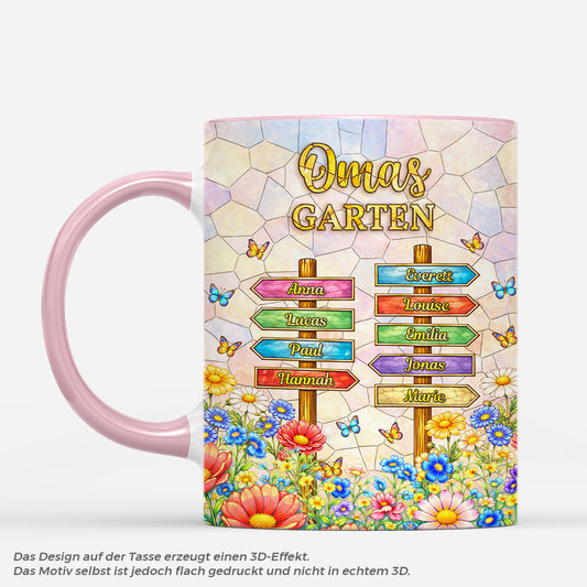 7919MGE1 3d druck effekt omas garten personalisiertes geschenk  oma  mama tasse wegweiser schilder 7919msfca