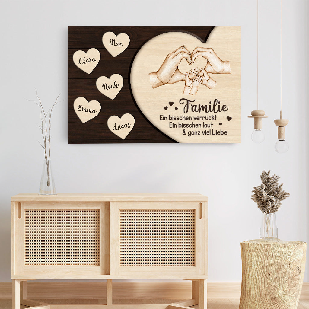 7921CGE3 3d druck effekt familie etwas verruckt etwas laut und ganz viel liebe personalisierte leinwand mamapapa 7921cslmi
