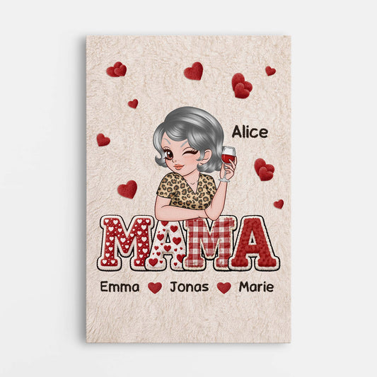 7941GE1 mama  kinder mit namen personalisiertes geschenk  leinwand mama papa 7941ctqna