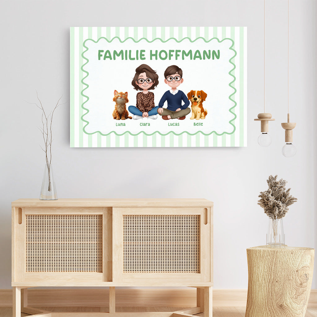 7945CGE1 familie mit hund und katze personalisierte geschenke familie  leinwand_ pastell 7945c3vmf_3