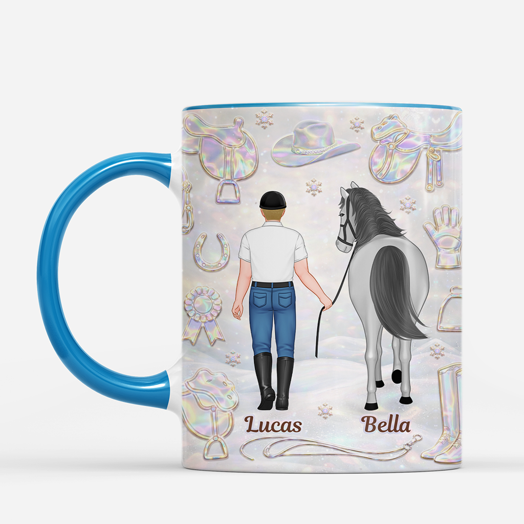 7954MGE2 3d druck effekt pferd und mensch personalisierte geschenke pferd  tasse manner  frauen holografie 7954m8fcu