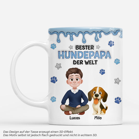 7966MGE1 3d druck effekt bester hundepapa der welt personalisierte hunde geschenke  tasse drip optik 7966m8qzc