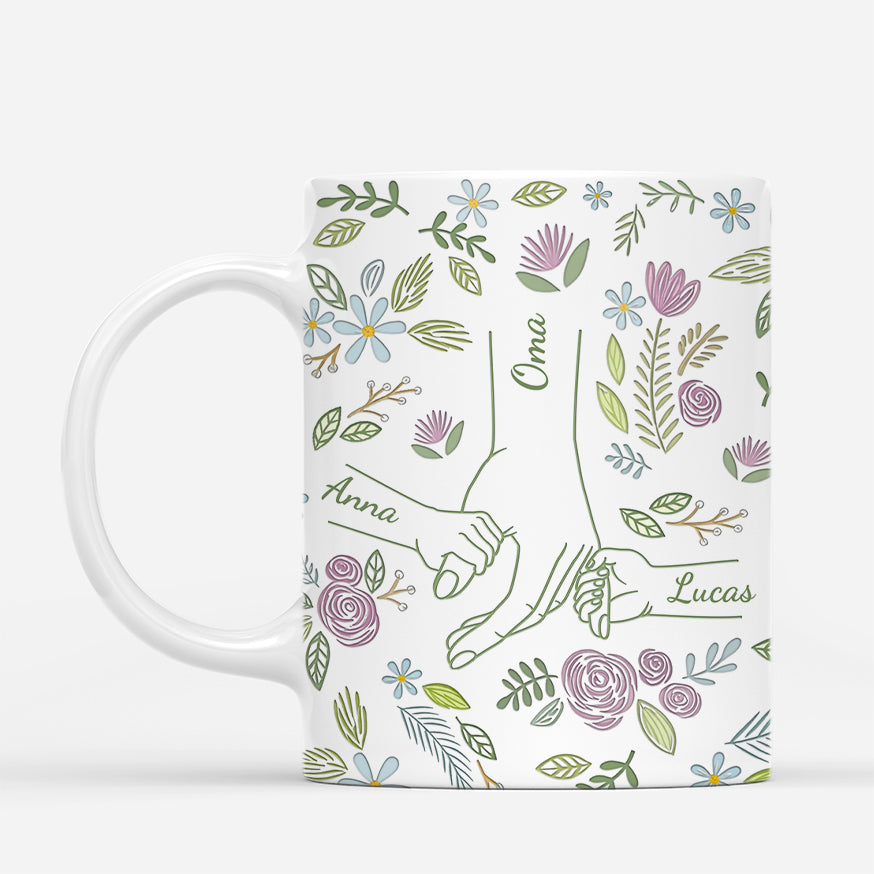 7967MGE2 3d druck effekt hand in hand pflanze personalisiertes geschenk  mamaoma tasse 7967m3qta