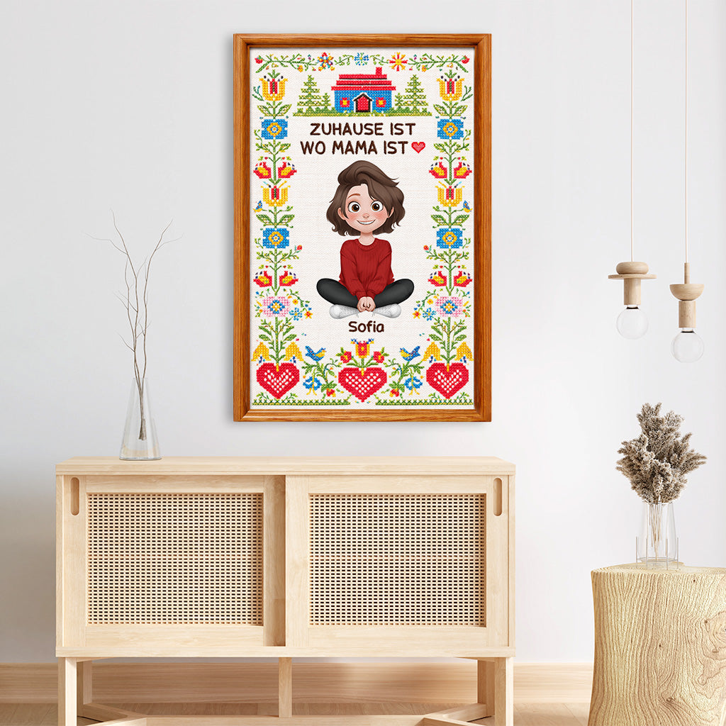 7975CGE1 zuhause ist wo mama ist personalisiertes geschenk  leinwand mama  oma kreuzstich 7975ccvca_3