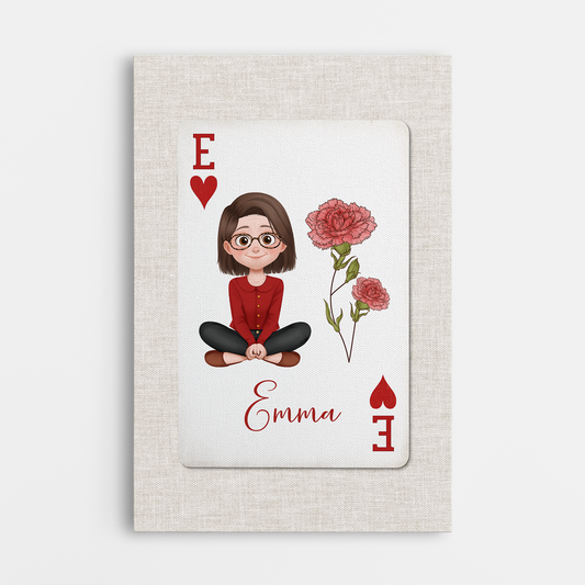 7976CGE1 name  blume personalisiertes geschenk  leinwand mama  oma spielkarten 7976ctfna