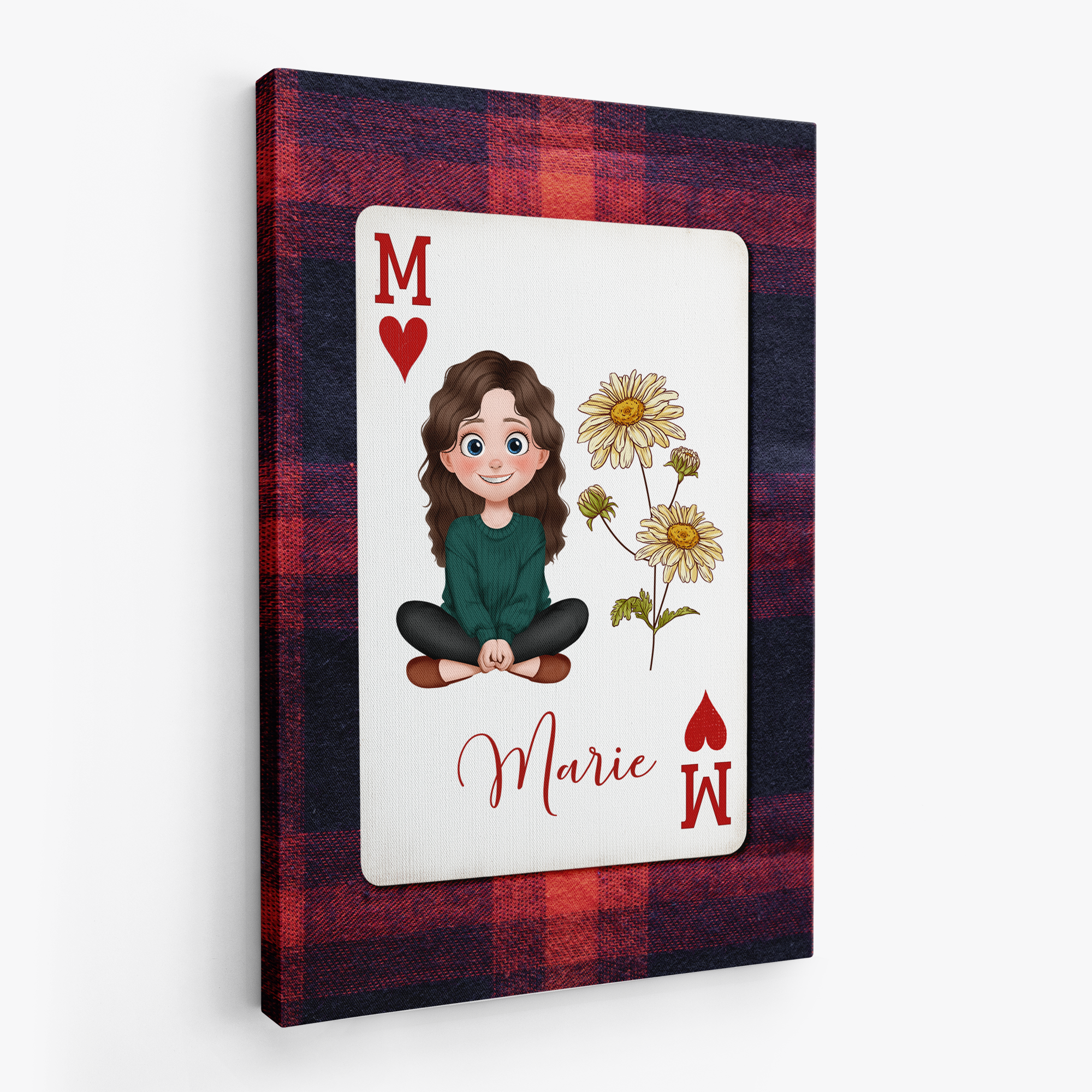 7976CGE2 name  blume personalisiertes geschenk  leinwand mama  oma spielkarten 7976ctfna