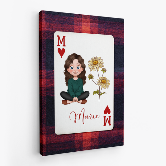 7976CGE2 name  blume personalisiertes geschenk  leinwand mama  oma spielkarten 7976ctfna