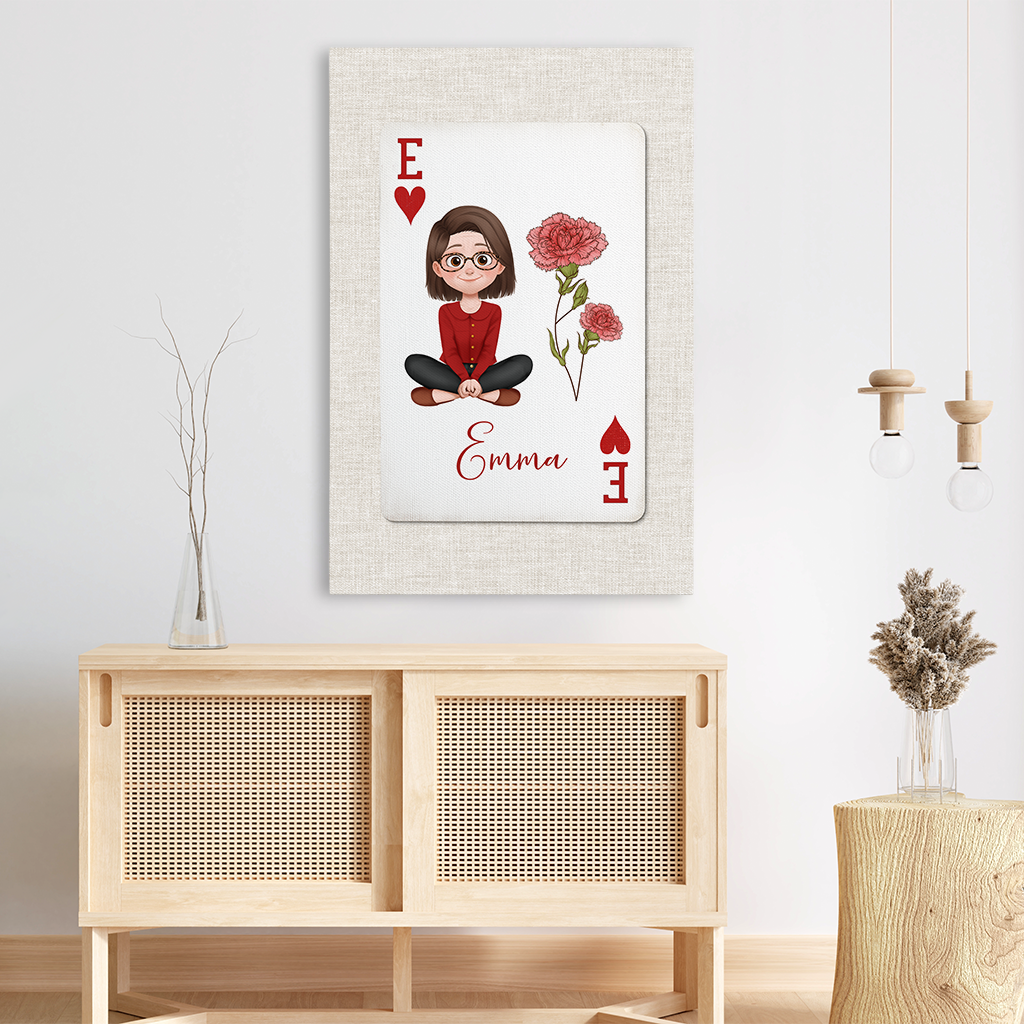 7976CGE3 name  blume personalisiertes geschenk  leinwand mama  oma spielkarten 7976ctfna