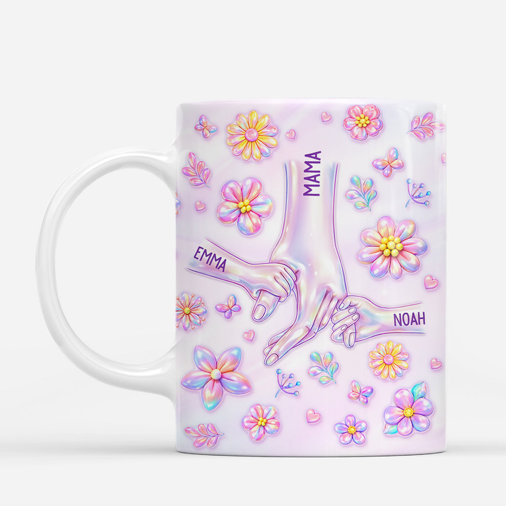 8002MGE2 3d druck effekt hand in hand personalisiertes geschenk  oma  mama tassen holografie 8002mspza