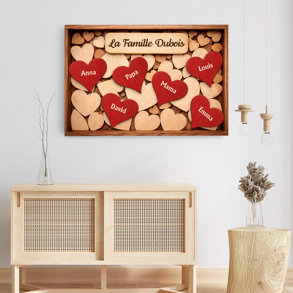 8005CGE3 zusammen sind wir familie herzen personalisierte geschenke familie  leinwand 8005c6fwi