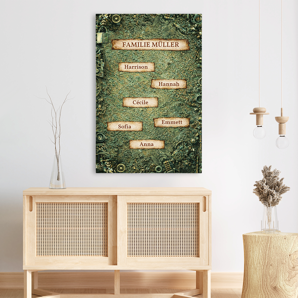 8008CGE3 familie personalisierte geschenke familie  leinwand patina 8008c6khi