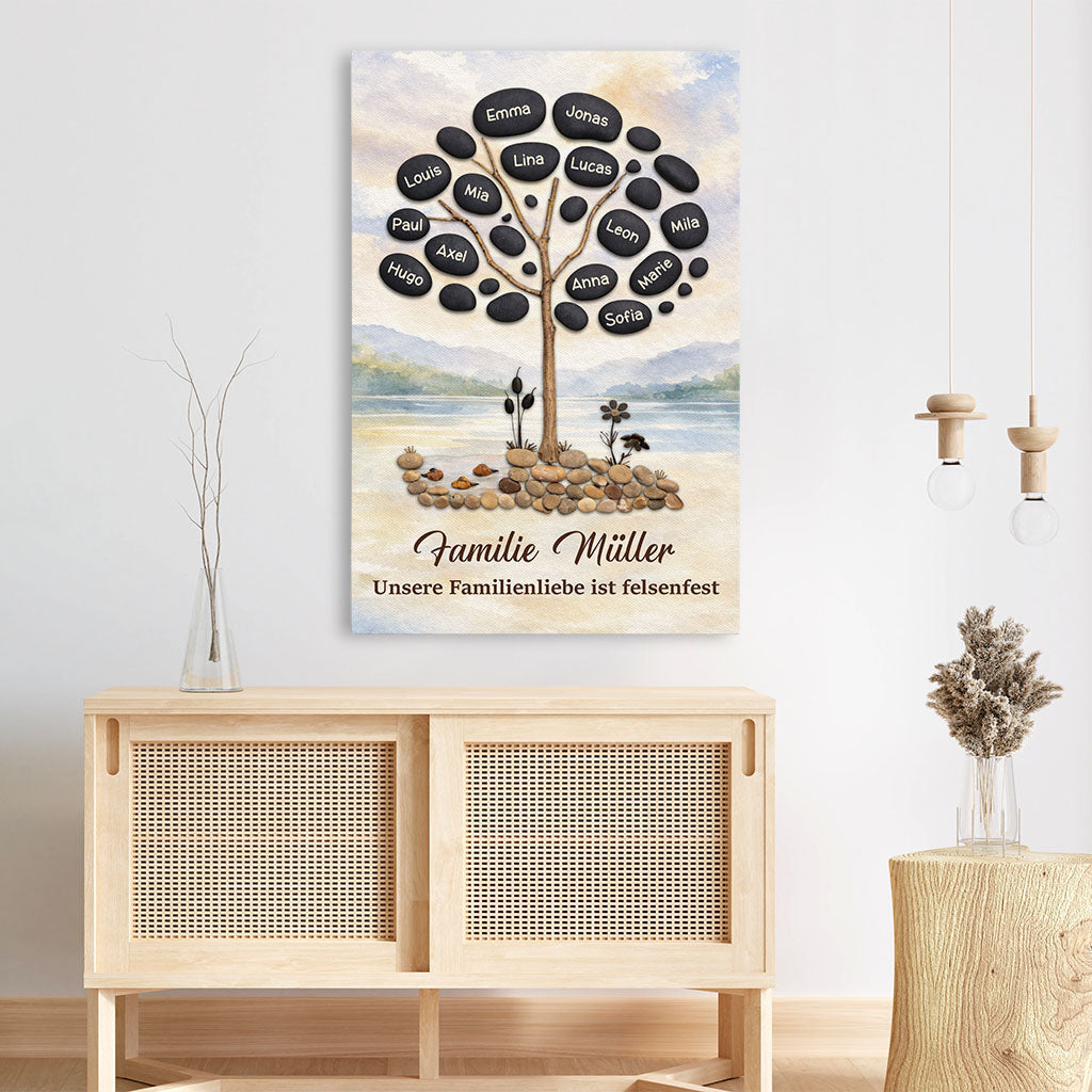 8011CGE1 unsere familienliebe ist felsenfest personalisierte geschenke familie  leinwand 8011c6vti_1
