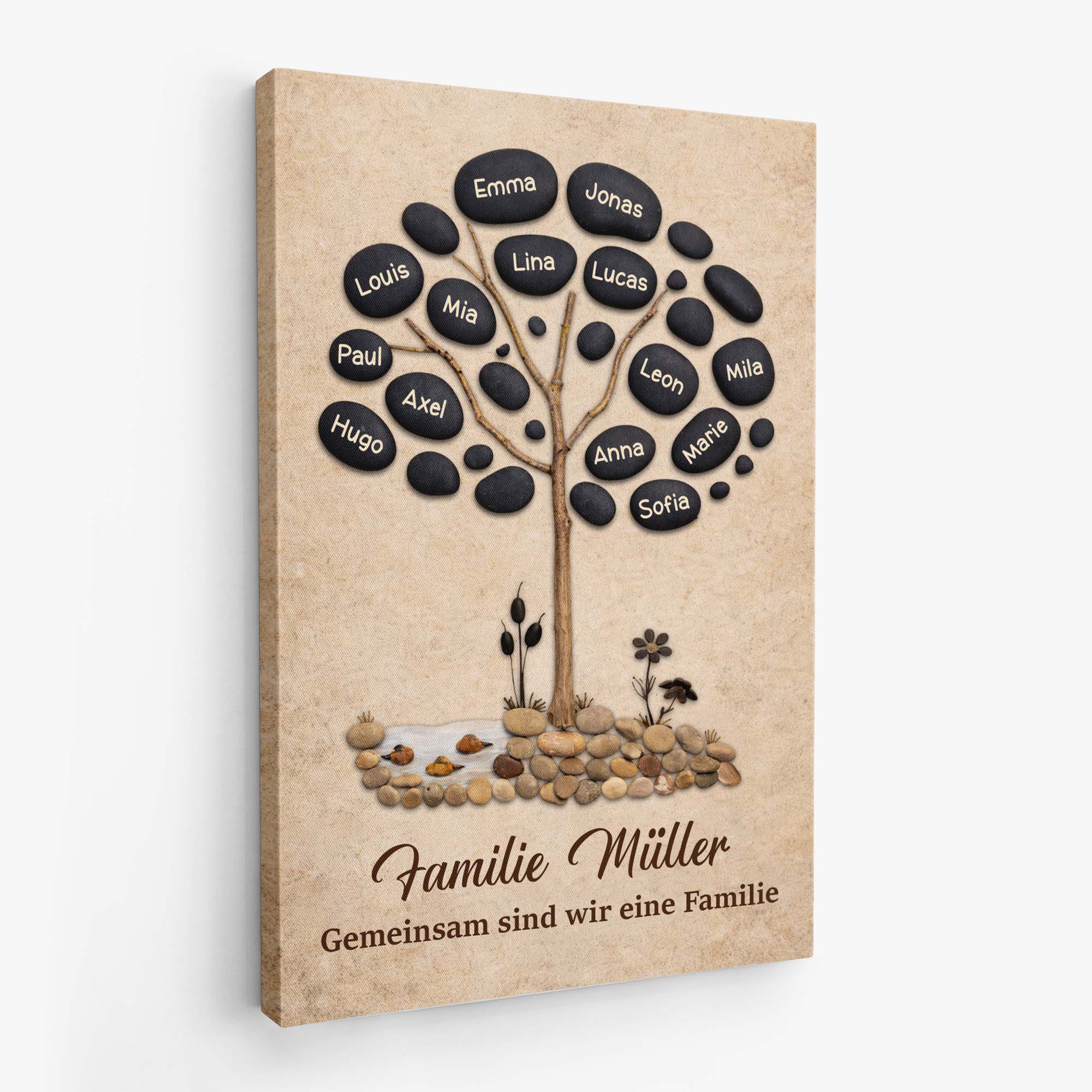 8011CGE1 unsere familienliebe ist felsenfest personalisierte geschenke familie  leinwand 8011c6vti_3