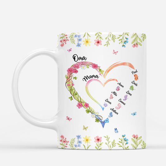 8028MGE1 oma mama kinder herzen kletterpflanzen personalisierte tasse 8028msyca
