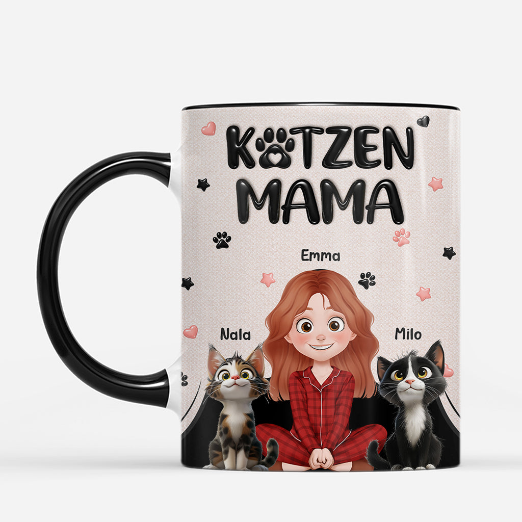 8030MGE2 3d druck effekt katzenpapa  katzenmama pfoten personalisierte geschenke katze  tasse 8030mtkzd
