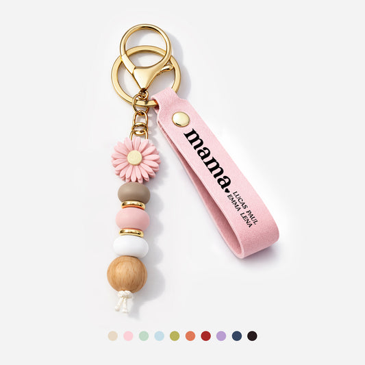8039MGE1 name personalisiertes geschenk  uv druck daisy schlusselanhanger perlen mamaoma 8039mj8pca