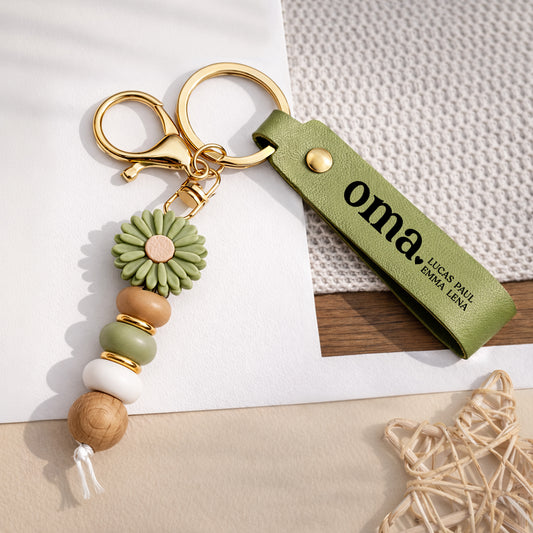 8039MGE2 name personalisiertes geschenk  uv druck daisy schlusselanhanger perlen mamaoma 8039mj8pca