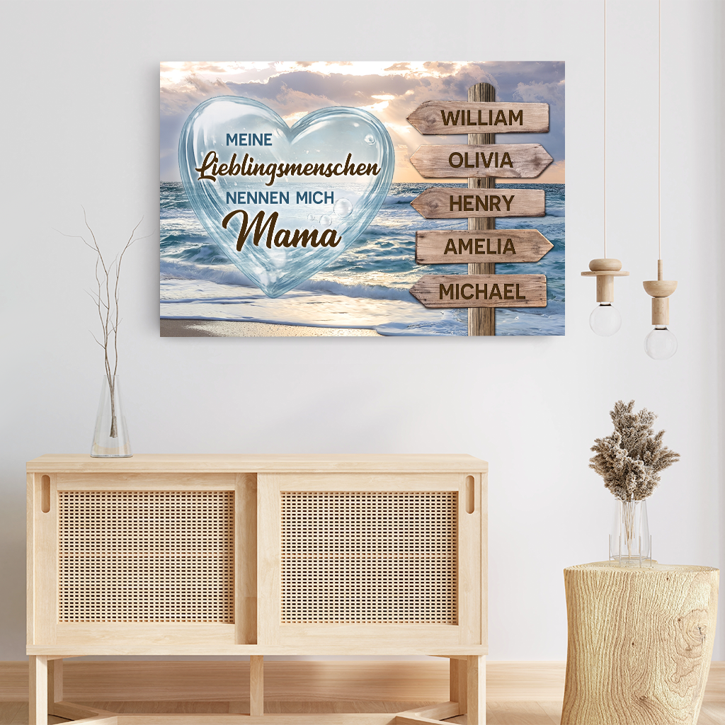 8044CGE3 meine lieblingsmenschen nennen mich mama personalisiertes geschenk  leinwand mamapapa wegweiser schilder 8044ctqha