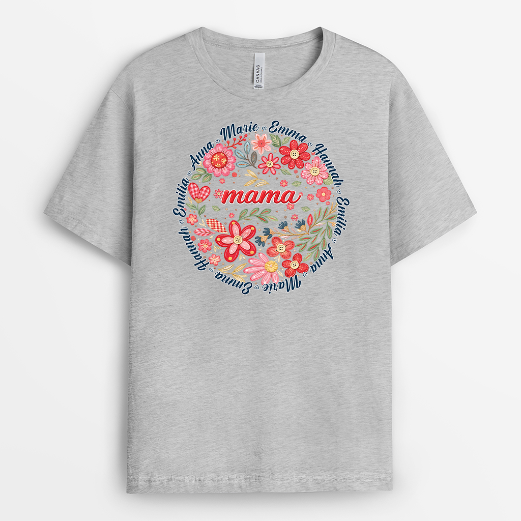 8047AGE2 3d druck effekt mama knopf personalisiertes geschenk garten  oma  mama t shirt 8047asyha