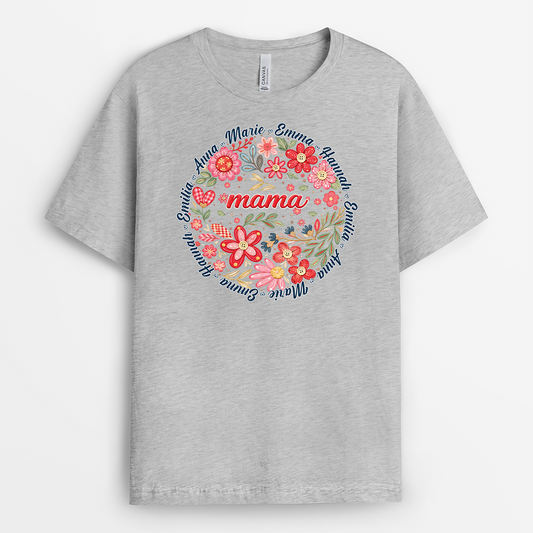 8047AGE2 3d druck effekt mama knopf personalisiertes geschenk garten  oma  mama t shirt 8047asyha