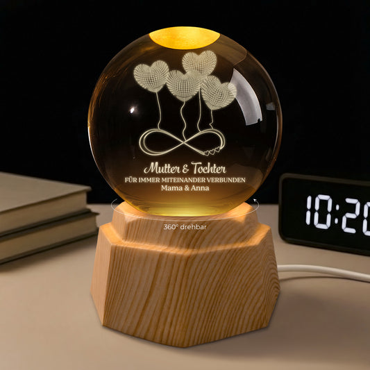 8058LGE1 mama  tochter eine unzertrennliche bindung personalisiertes geschenk  3d kristallkugel mamapapa 8058l6qca