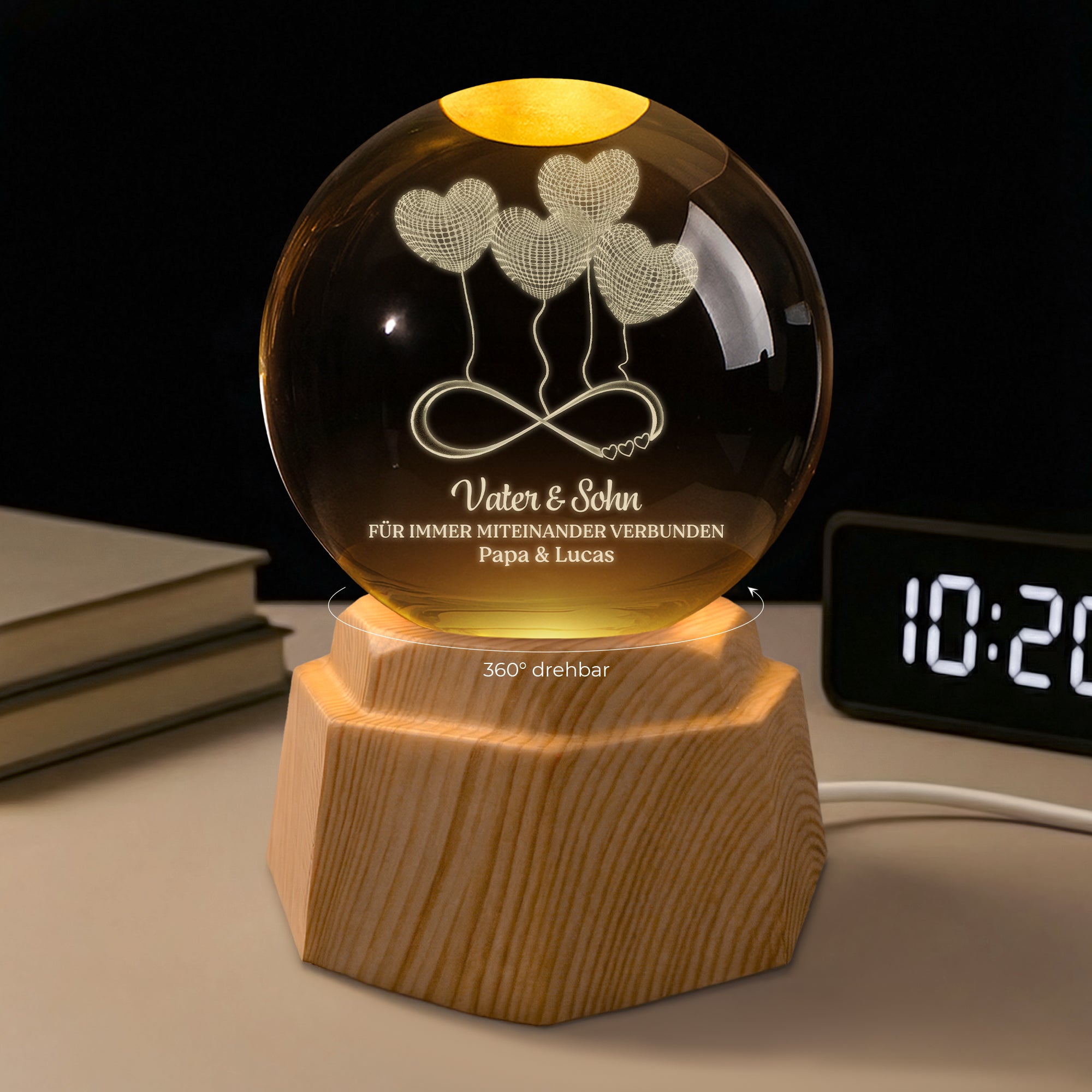 8058LGE2 mama  tochter eine unzertrennliche bindung personalisiertes geschenk  3d kristallkugel mamapapa 8058l6qca