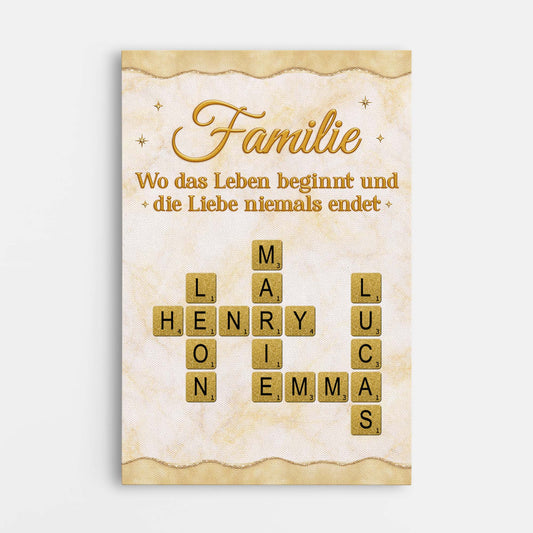 8062CGE1 3d druck effekt familie wo das leben beginnt und die liebe niemals endet personalisiertes kreuzwortratsel geschenk  leinwand 8062ccqzi