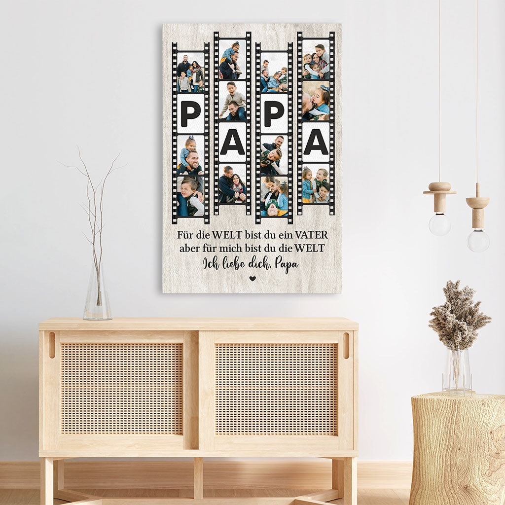 8067CGE1 fur die welt bist du ein papa fur uns bist du die welt personalisierte geschenke foto  leinwand mama  papa rollfilm 8067c3vab_1