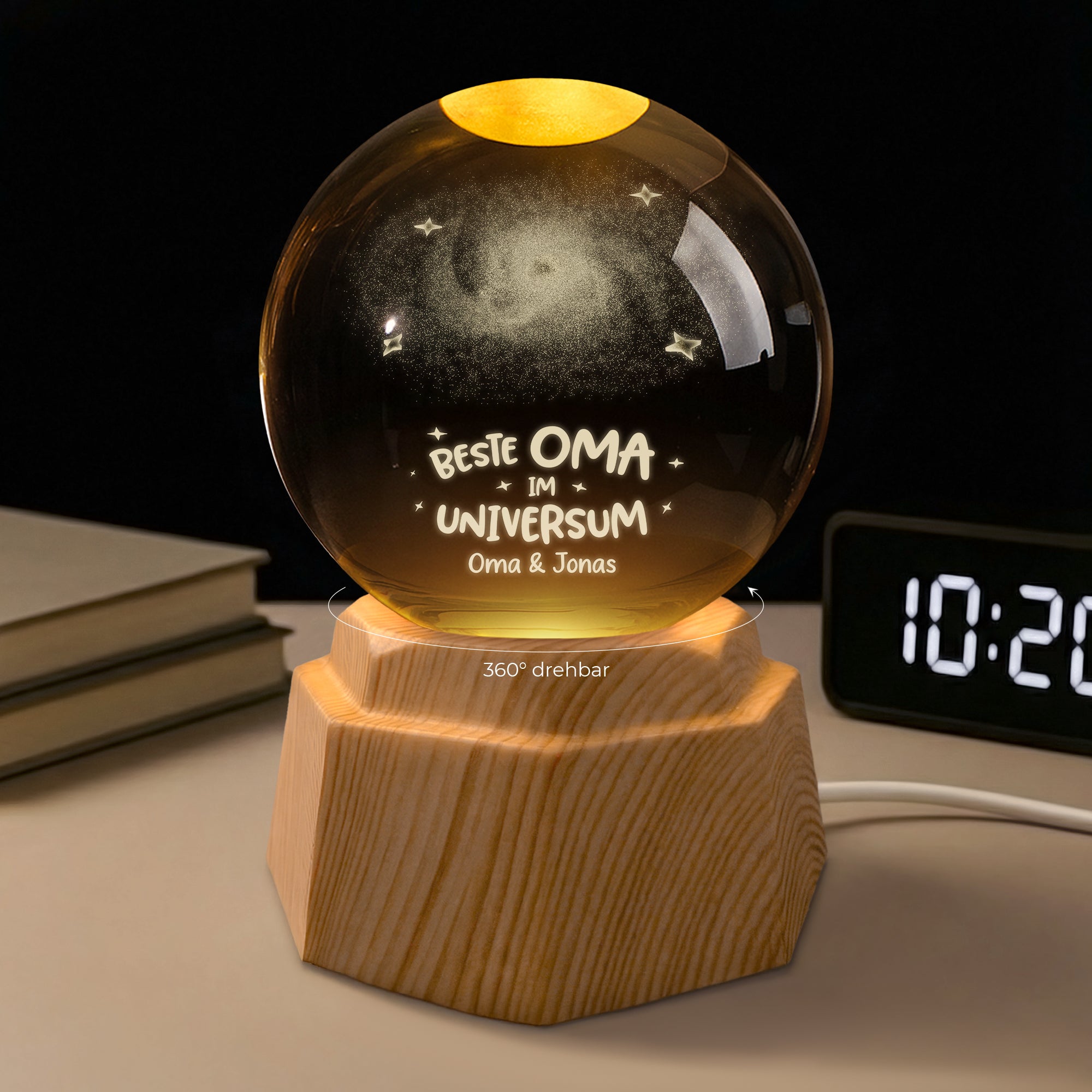 8086LGE2 bester papa im universum personalisiertes geschenk  3d kristallkugel papaopamamaoma 8086l8qnb
