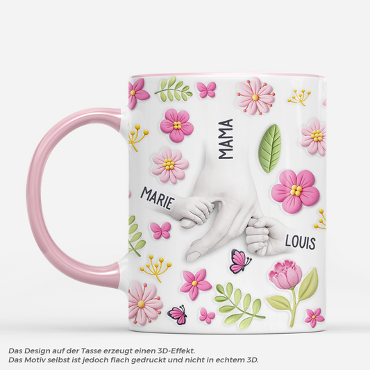 8095MGE1 3d druck effekt hand in hand personalisiertes geschenk  mamaoma tasse rose 8095m3faa