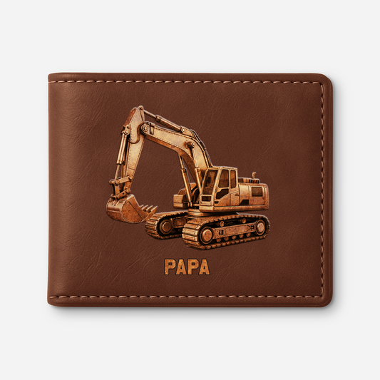 8131JGE1 3d druck effekt bagger personalisierte geschenke herren  portemonnaie papaopa 8131j6hmb