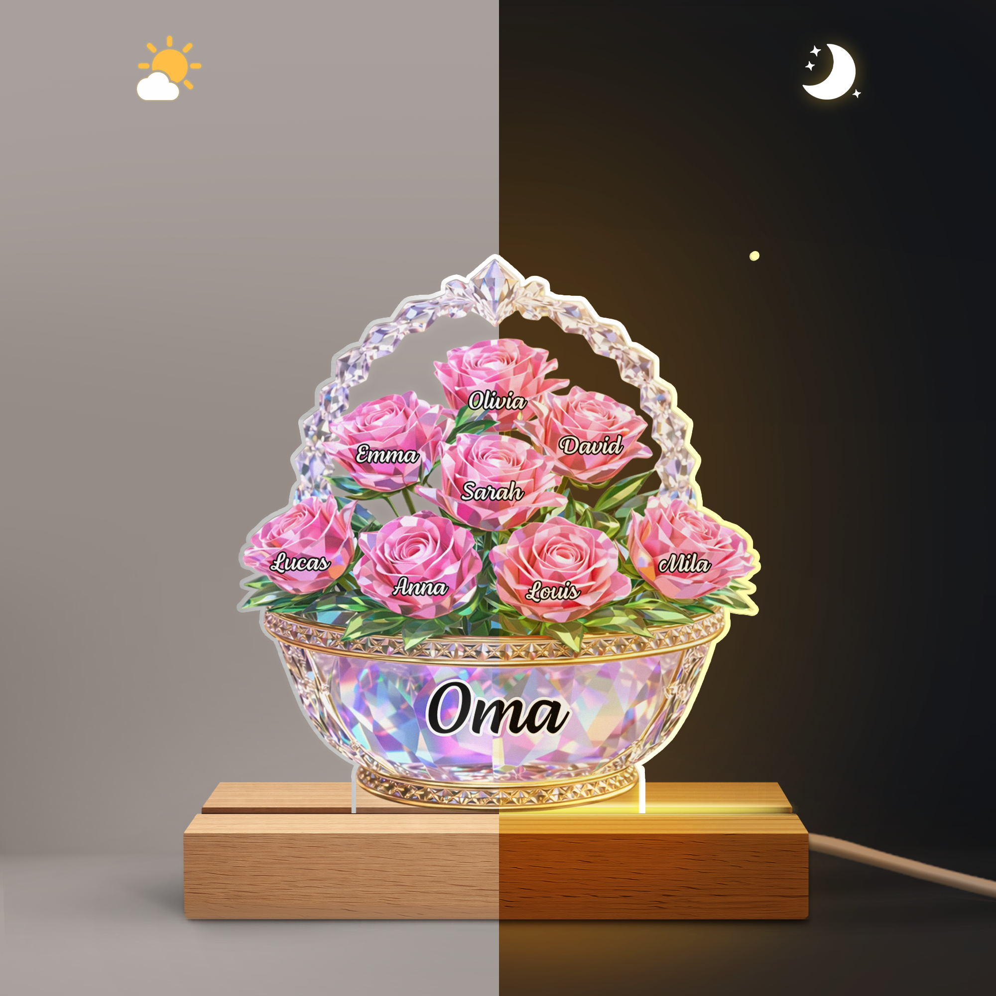 8142LGE5 blumenkorb personalisiertes geschenk  nachtlicht_ mama  oma 8142ltkwa