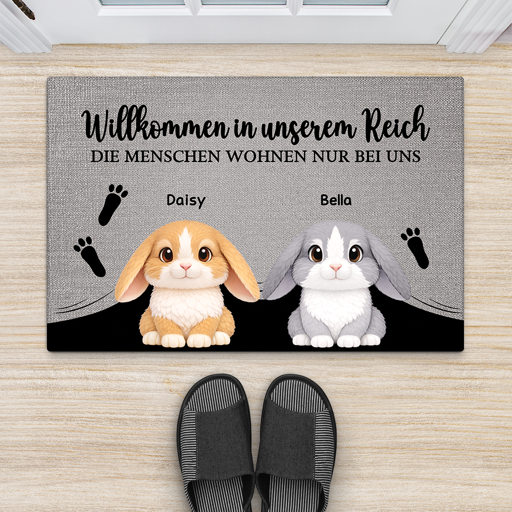 8143DGE2 willkommen in meinem reich die menschen wohnen nur bei mir personalisierte geschenke fur kaninchen  fussmatte lustig_ 8143dak5i