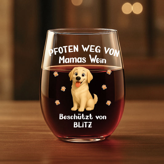 8149IGE1 pfoten weg von mamas wein personalisierte hunde geschenke  weinglas ohne stiel 8149invwc_1