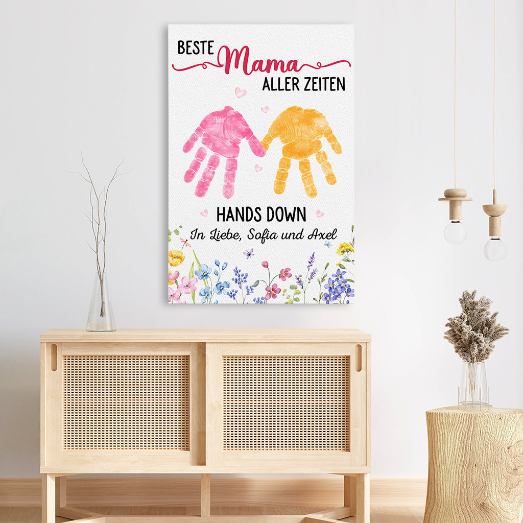 8177CGE3 beste mama aller zeiten handabdruck personalisierte leinwand mama  oma 8177cnpaa