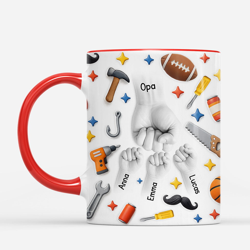 8189MGE2 3d druck effekt faustgruss werkzeug  balle personalisiertes geschenk  opapapa tasse 8189mtfab